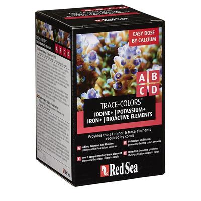 Red Sea Trace Colors ABCD แร่ธาตุจำเป็นสำหรับปะการัง ช่วยขับทุกเฉดสีทั้งปะการังโครงแข็งและโครงอ่อน SPS, LPS (4x100ml)